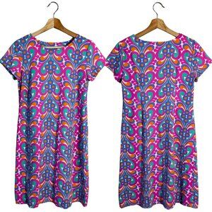 Katherine Way Key West Mod Retro Printed Dress Womens Small Multicolor Mini Twee